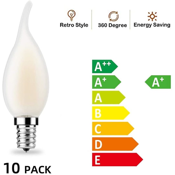 Led-lampa E14 med dimbar glödtråd, set med 10 glödlampor Flame, 4 watt konsumerad ekvivalens glödlampa 40w Comfortable
