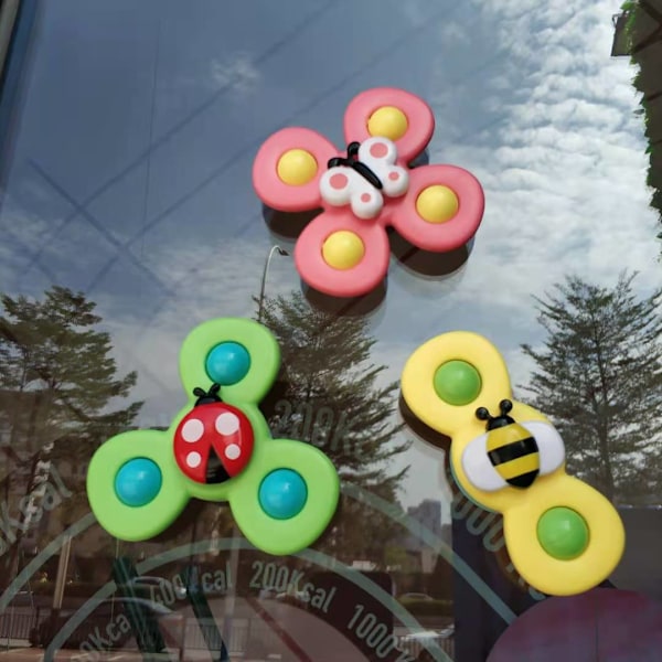 3-pakkauksen vauvan sukkakuppi pyörivät lelut Fidget Spinner kylpyammeen lelu monivärinen