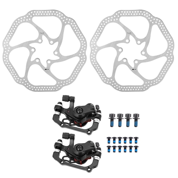 Mekanisk skivbroms för mountainbike, cykel, fram och bak, set med 160 mm rotorer