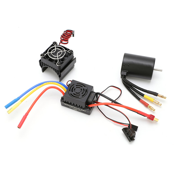 3650 4300KV Vanntett 4-polet Børsteløs Motor 60A ESC Varmespreder Combosett for 1/10 RC Bil