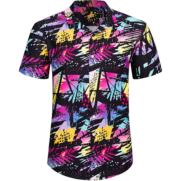 Miesten Havaiji-paita ja shortsit -setti Regular Fit lyhythihainen rento funky ranta flamingo paita setti L L Colorful Black