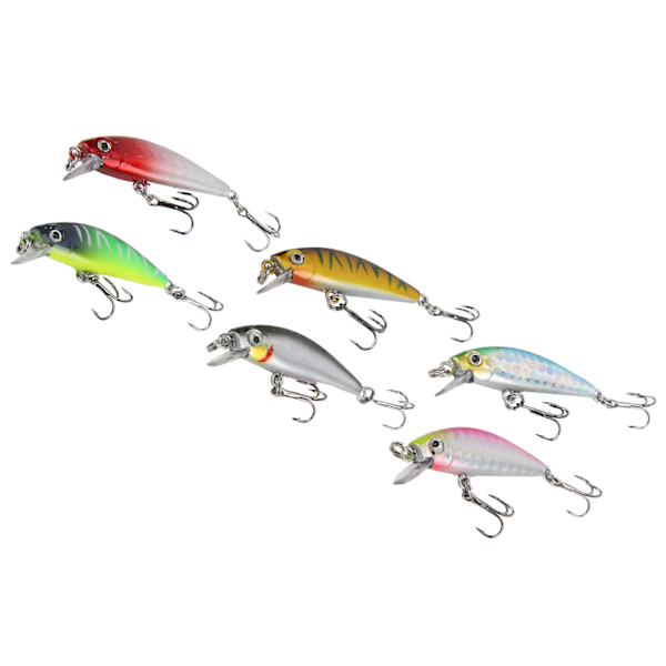 6 kpl Kalastusviehettä Hard Bait Bass Crankbait 3D Kalastussilmät Minnow-vieheet diskanttikoukulla