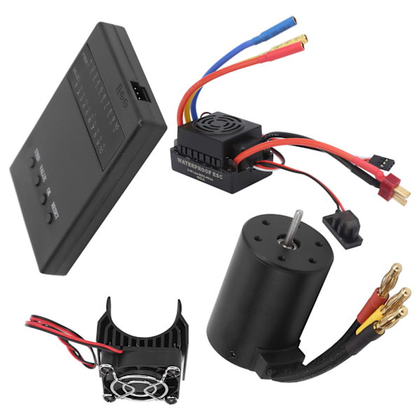 3650 4500KV Borstlös Motor 60A ESC Programmeringskort Värmekylare Combo Set för 1/8 1/10 RC Bil