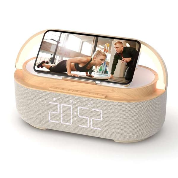 Radioväckarklocka Digital med Trådlös Laddare Smart Väckarklocka