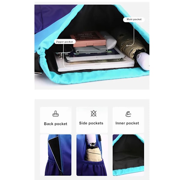 Monikäyttöinen vedenpitävä jumppakassi Vedenpitävät reput L L B