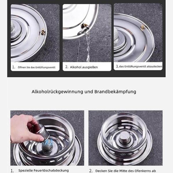 Kökspis för inomhusbruk, spritkök i rostfritt stål, bärbar spis, lätt att bära, inget strömkrav, lämplig för inomhus och camping C