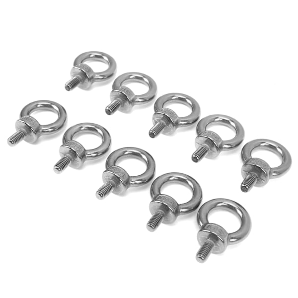 10 stk. M6 rustfrit stål løfteøje bolt Heavy Duty marine kvalitet ring skruer bolte