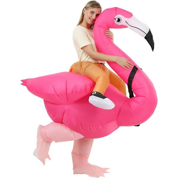 Flamingo-kostume til voksne, Oppustelig Flamingo-kostume, Oppustelige kostumer til voksne, Oppustelige kostumer til Halloween