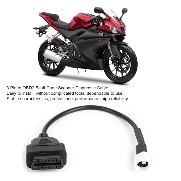 3-polet til OBD2 fejlkodescanner Motorcykeldiagnostikkabel passer til Yamaha X MAX N MAX MT-125