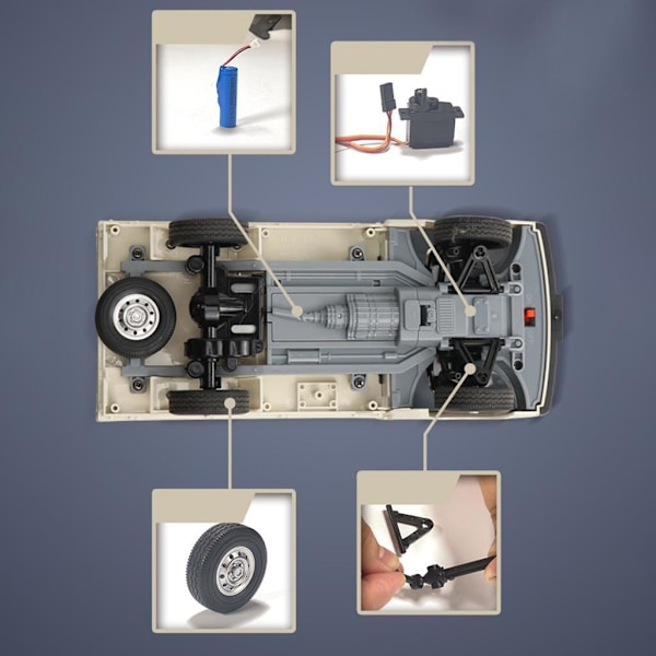 1 Sett WPL D12 Mini RC Lastebil Bil 1:16 Skala Simulering Børstet White 3 Pieces Batteries
