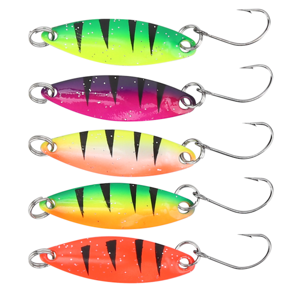 5pcs Colorful Walleye Trout Spoon Bait Metal Crankbait Hard Spoon Spinner Lure Single Hook