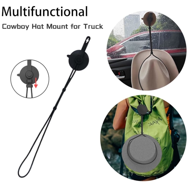 Cowboy Hatteholder, Cowboy Hatteholder til Rejser, Cowboy Hat Opbevaring med Sugekop, Bil Cowboy Hatteholder, Makramé Cowboy Hatteholder (59.2*8.7cm)