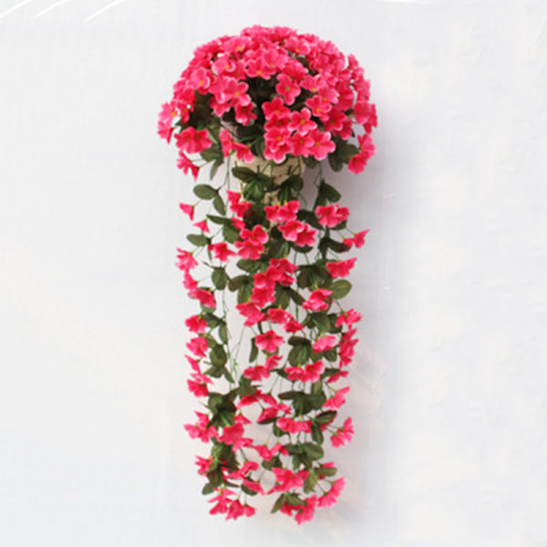 Levende kunstig hengende orkidé Bukett Silke Lang hengende Busk Blomster Streng Bryllupsfest Hjemmeinnredning Rose Red