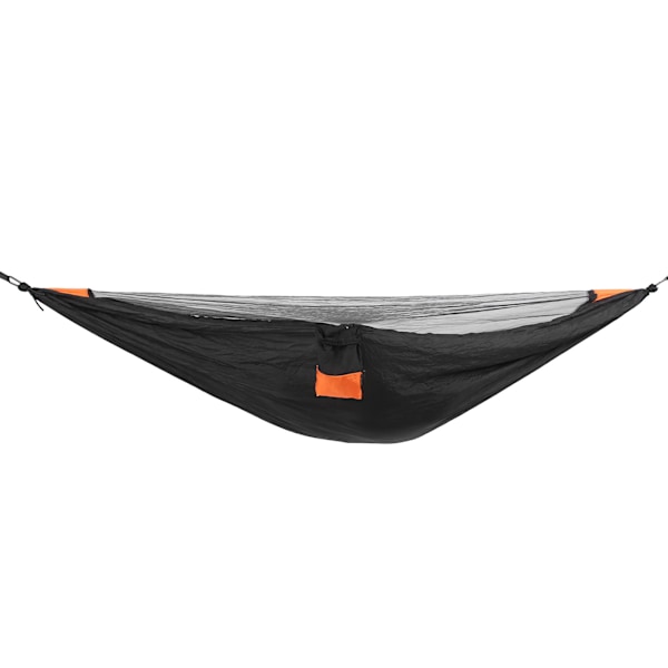 Yksinkertainen riippumatto ulkona AntiMosquito Kannettava nukkuva Nylon Camping-sänky Verkkokäynti 280x140cm (Musta Oranssi)