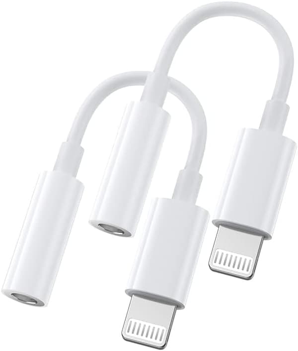 2x Lightning - 3,5 mm kuulokeadapteri, valkoinen White one size