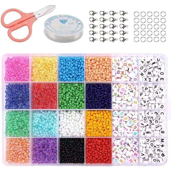 DIY - Pärllåda - Seed beads - 3mm - 7000st - Bokstavspärlor Multicolor multifärg