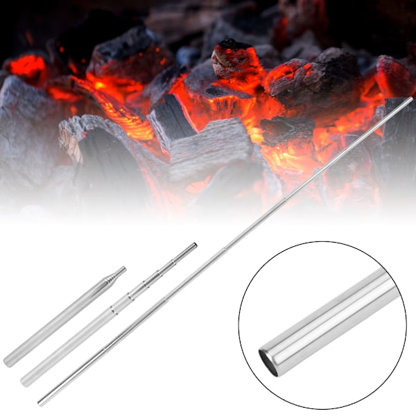 3 stk 304 rustfritt stål utendørs bærbar mini strekk blåsepipe blåselampe for camping grill mellomstørrelse