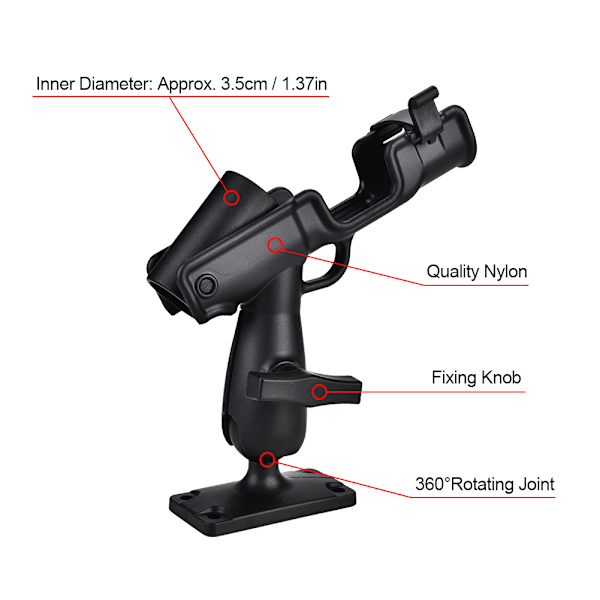 Justerbart roterande fiskestangshållare fäste för kajak kanotbåt
