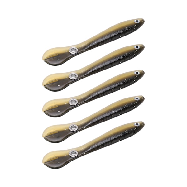 5st/set 10cm 6g mjukt lock med 3D-ögon förstorad svansspole Artificiell mjuk Loach Fiskedrag Svart guld