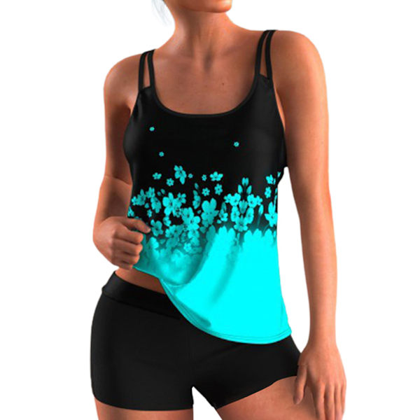 Dame Swimsuit Tankini Sett Badeklær Badedrakt Plus Size Lake Blue Lake Blue S