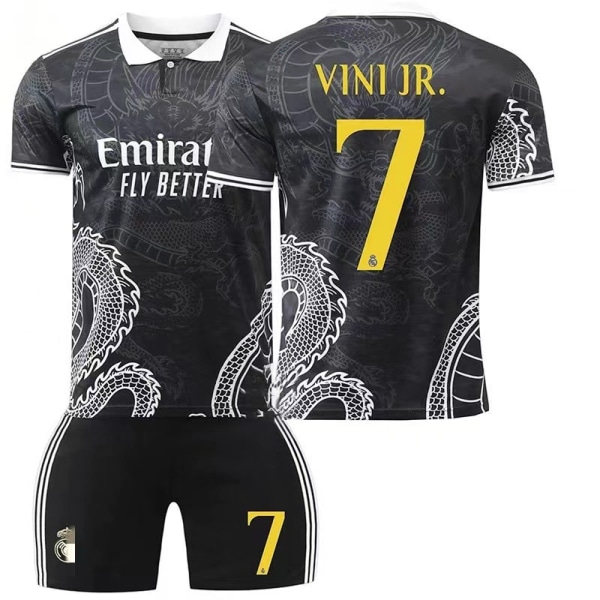 23-24 Real Madrid fotboll uniform drak mönster version barn vuxen träningsset sportlag uniform NO.7# XL