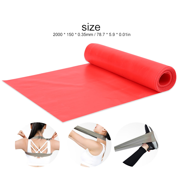 2 m elastisk stretch yogarem Resistance Band Fitness Träning Träningsbälte Tillbehör (röd)