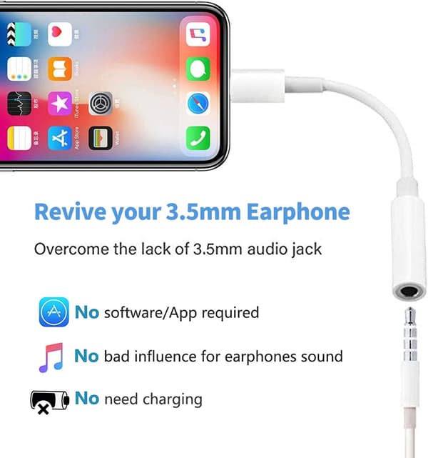 2x Lightning - 3,5 mm kuulokeadapteri, valkoinen White one size