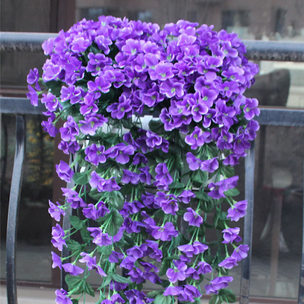 Levende kunstig hængende orkidé Gren Silke Lang hængende Busk Blomster Snøre Bryllupsfest Boligindretning Purple