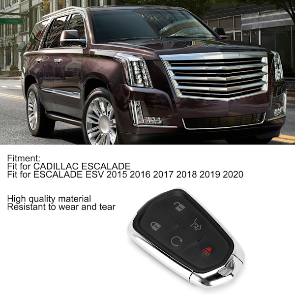 HYQ2AB Smart Bilnøgle 5 Knapper Fjernbetjening SUV Passer til CADILLAC ESCALADE ESV 2015 2016 2017 2018 2019 2020