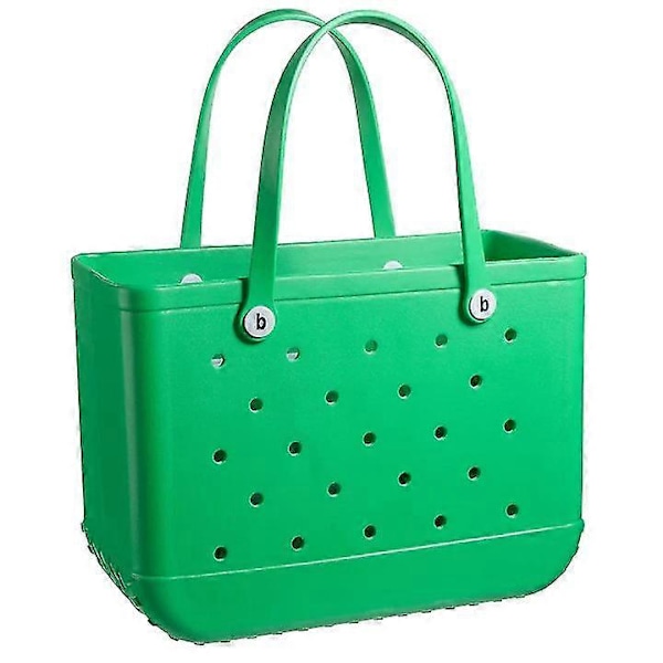 Gummi EVA-taske Bogg-stil Hul Vandtæt Holdbar Overstørrelse Silikone Strandtaske ny [HK] Green