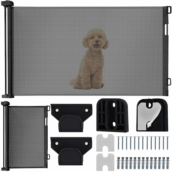 Sammenleggbar Grind - Hundegrind / Barnegrind - Rullegardingrind Black Svart