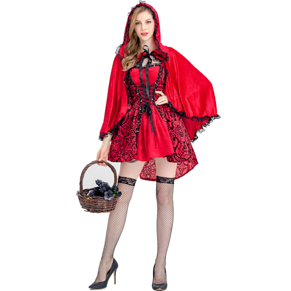 Voksen Rødhætte Kappe og Kjole - Plus Size Kostume til Forestillinger Halloween & Jul M M No Gloves