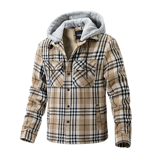 Herre Bomuldsternet Skjorte Jakke Fleeceforet Flanellskjorte Sherpa Knapjakker Style2 Style2 2XL