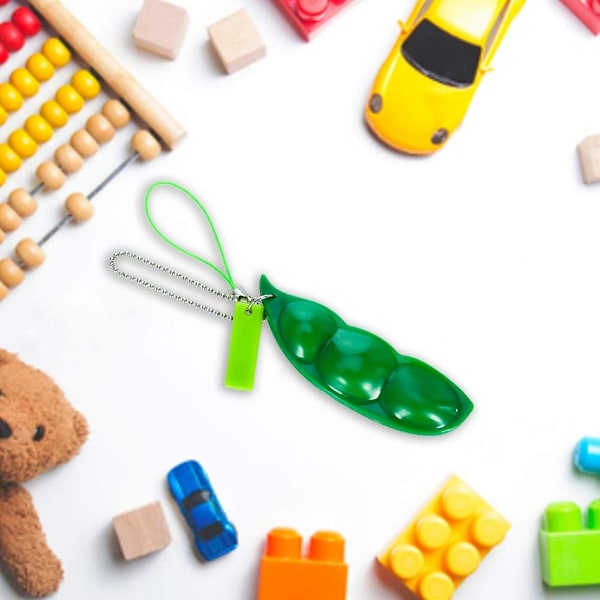 6 stk. Squeeze Beans Nøglering Fidget Legetøj Squishy Ærtebælg Stresslegetøj Giv Børnene Sjov Reducer Angst og Stress