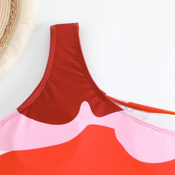 2024 Uusi väriä vastaava eurooppalainen ja amerikkalainen Amazon seksikäs uimapuku yhdessä osassa, tiukka konservatiivinen uimapuku, sifonkikangas hame naisille Red suit L
