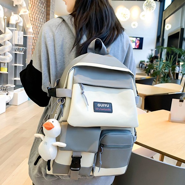 Stor Skolryggsekk for Studenter Koreansk Stil Kvinnelig Skolryggsekk Black