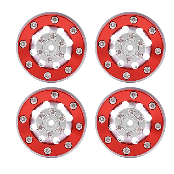 4 stk. RC bil aluminiumslegering Beadlock hjulnav til WPL 1/16 RC militær lastebil (sølv rød)