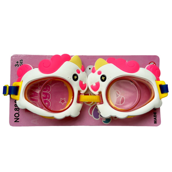 Svømmebriller, tegneseriesvømmebriller, antidugg for barn og vanntett Pink Unicorn