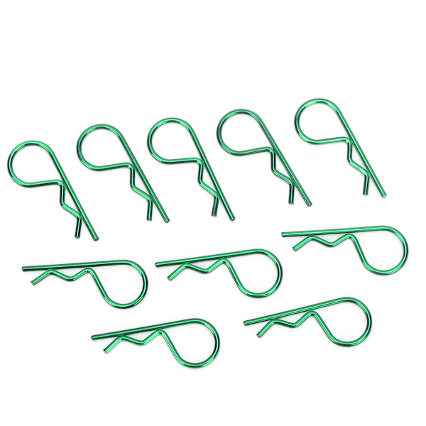 10 stk. RC-bil karosseri clips R-formet metal karosseri clips pins grøn til 1/5 1/6 1/8 1/10 RC-bil