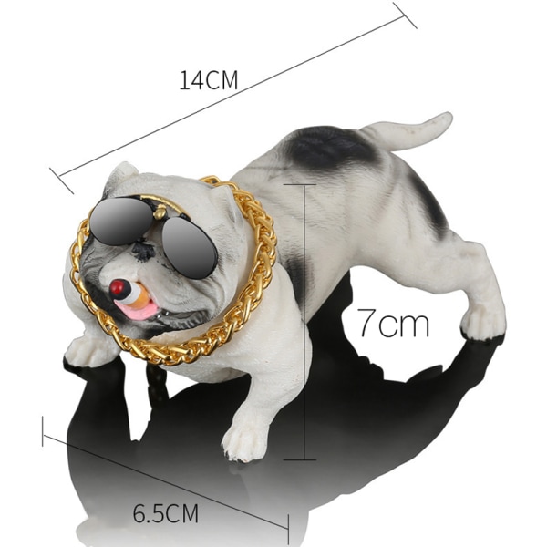 Hund Figur Resin Simulert Utsøkt Søt Hund Statue Bil Interiørdekorasjon Dashbord Ornament Hvit