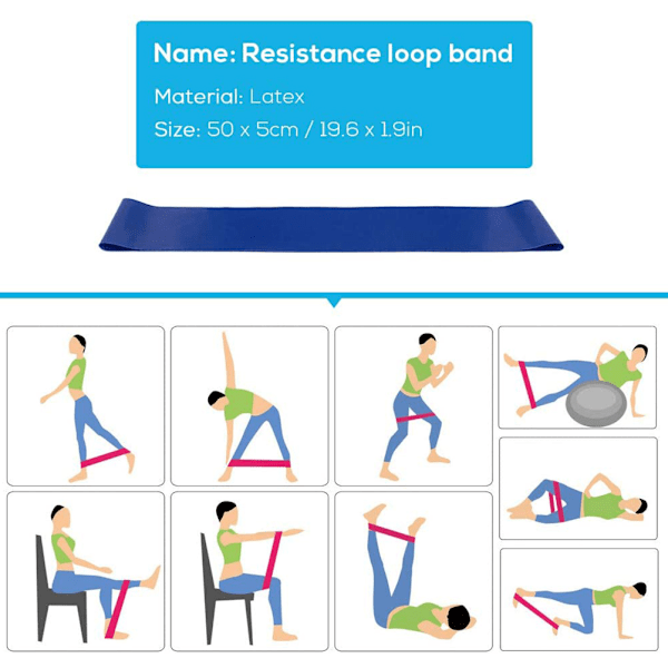 5 stk/sett Fitness Yogaball Yogablokk Stretching Rem Resistance Loop Band Yogabelte for trening hjemmegym