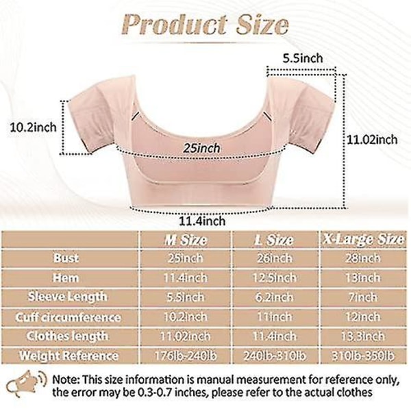 Svettevest for armhuler, Pustende svettebeskyttende undertøysvest, vaskbare armhuleputer, vaskbare armhuleputer Hudfarge Skin color M