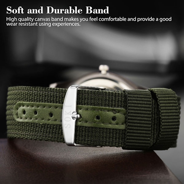 Herre Armbåndsur Mote Herre Militær Klokke Vevd Nylon Belte Kalender Kvarts Klokke for Menn Under Festival Julegave for Elskere