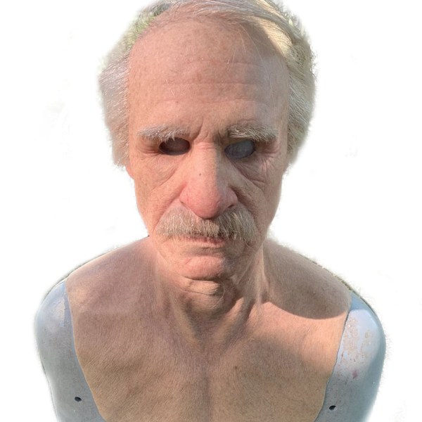 Supermjuk realistisk rynkhuva för mänsklig kropp, latexmask för äldre