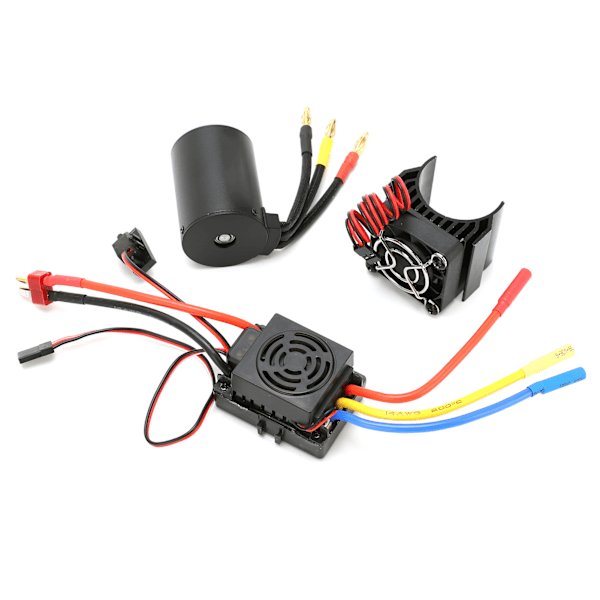 3650 4300KV Vandtæt 4-polet Børsteløs Motor 60A ESC Køleplade Combo Sæt til 1/10 RC Bil