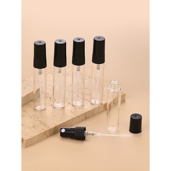Mini refill parfumeflaske sprayflaske 5 ml 5-pak Svart Sort