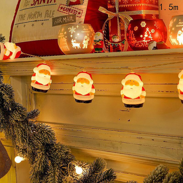 1,5m 10led Julelysstreng Snemand Santa Cluas Xmas Lampe Snor Hængende Ornamenter Vedhæng Glædelig Jul Decor D