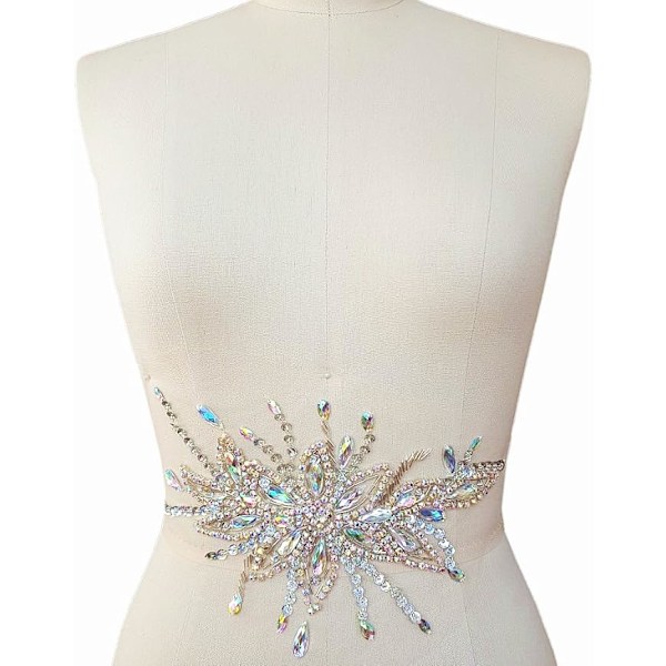 Exquisite Uniquely Pure Handmade AB Colour Bright Crystal Patches Sew-on Rh