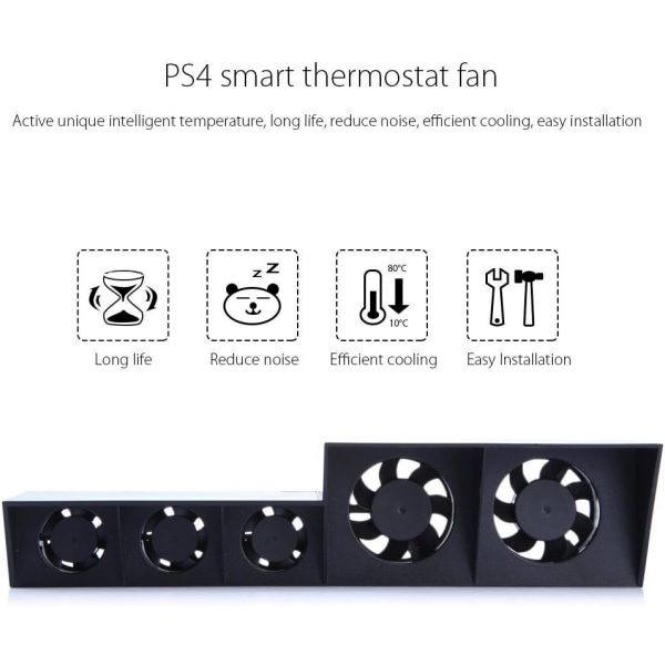 PS4 Kjølevifte, USB External Cooler 5 Fan Turbo Temperaturkontroll Kjølevifter for Sony Playstation Gaming Console