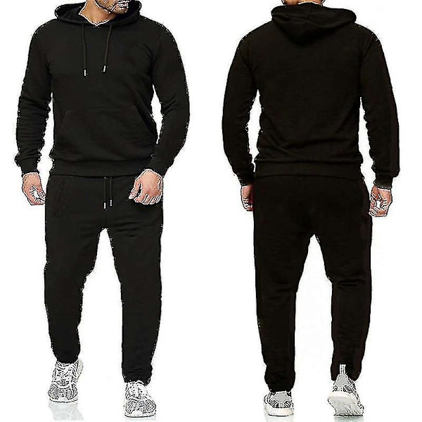 2 osaa/setti Miesten kuntoiluasu rento urheiluhousut toppi verryttelypuku hupparisetti #yogu V vaaleanharmaa Light Grey 3XL